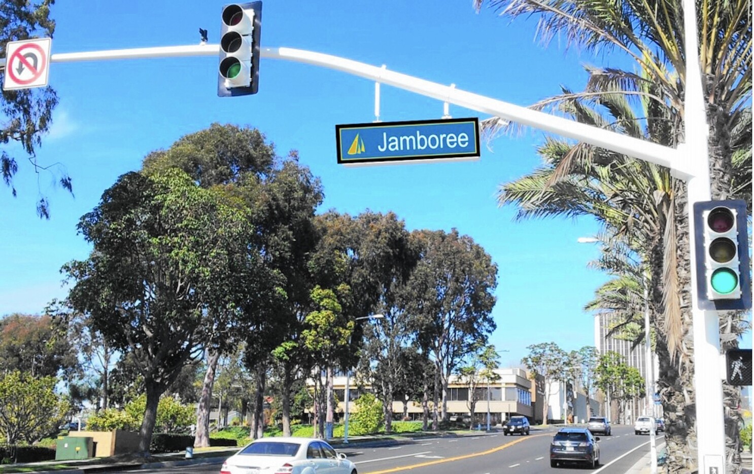 Newport Considers New Lighted Up Street Signs Bright Blue Gold And A Sail Los Angeles Times