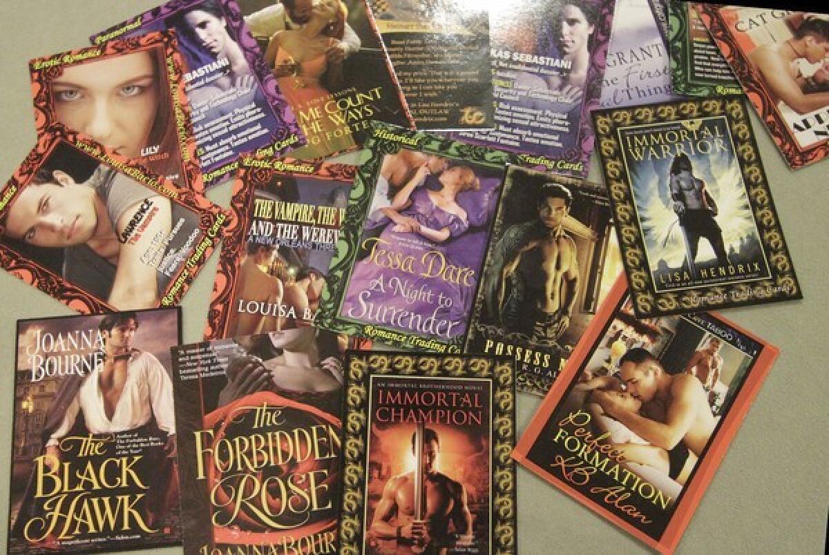 These romance novel trading cards were passed out at The RT Book Reviews Booklovers' convention at the Westin Bonaventure.