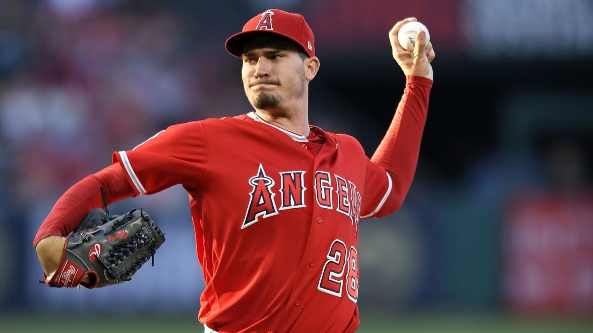 Angels pitcher Andrew Heaney delivers during a game against the Toronto Blue Jays in June 2018.