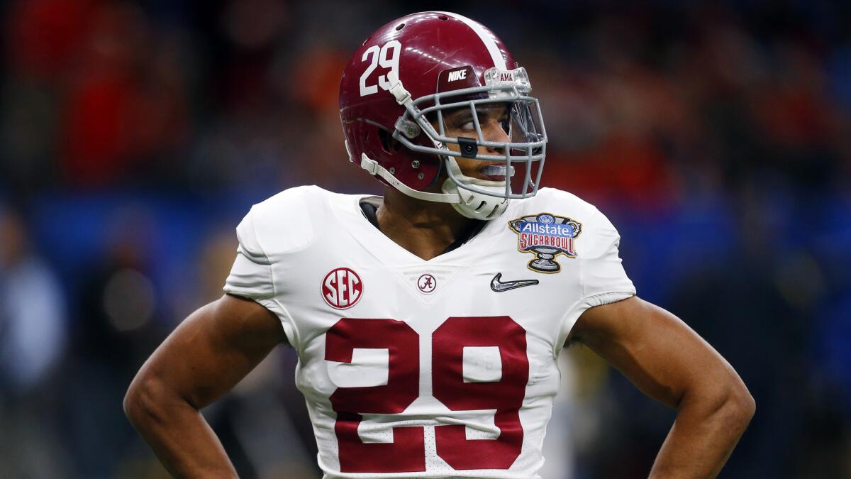 Alabama defensive back Minkah Fitzpatrick is second on the team in solo tackles (36) and passes defensed (seven), and third in tackles for loss (seven).