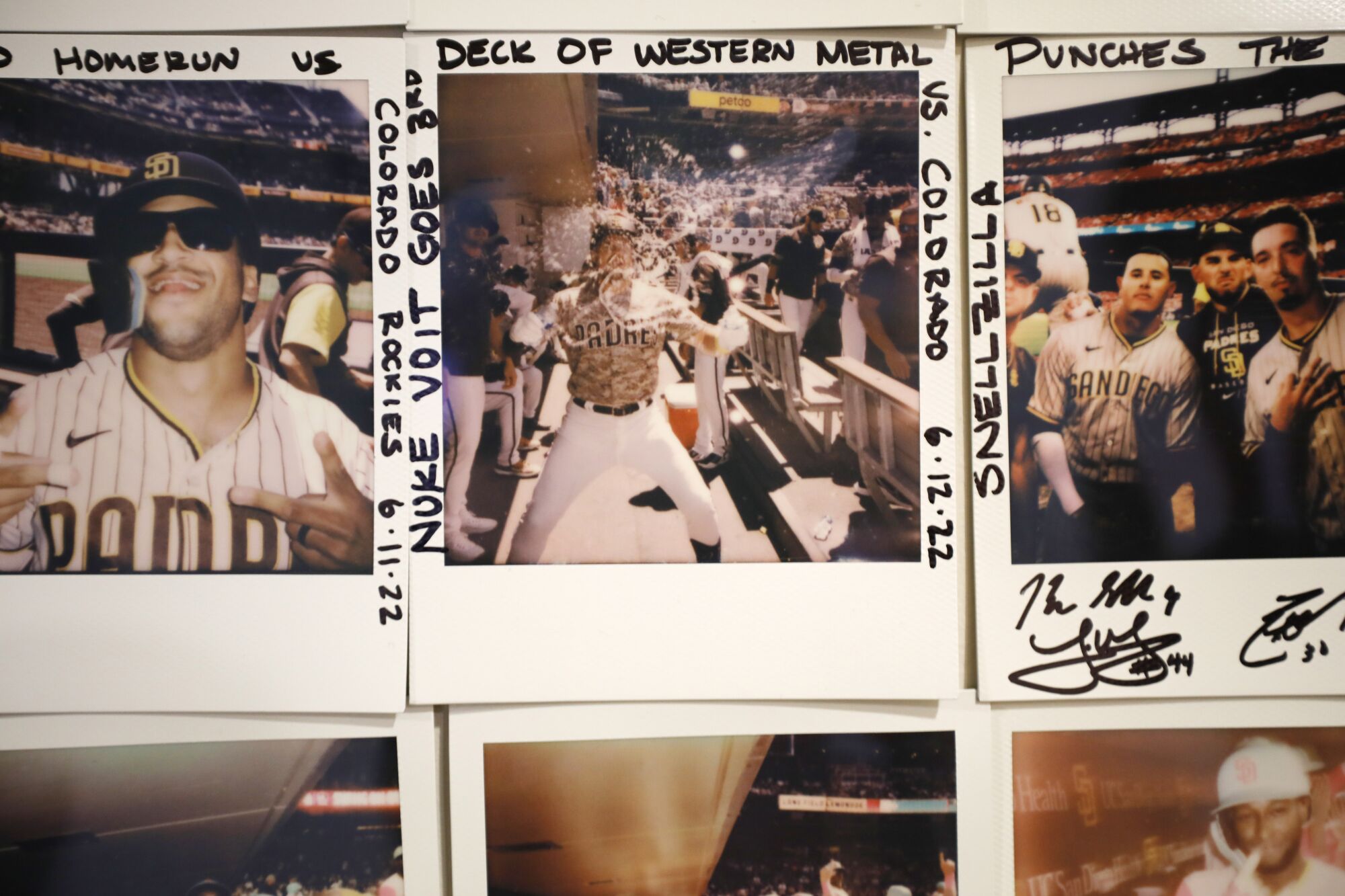 This Polaroid features former Padre Luke Voit after he hit a home run on the third deck of the Western Metal Building.