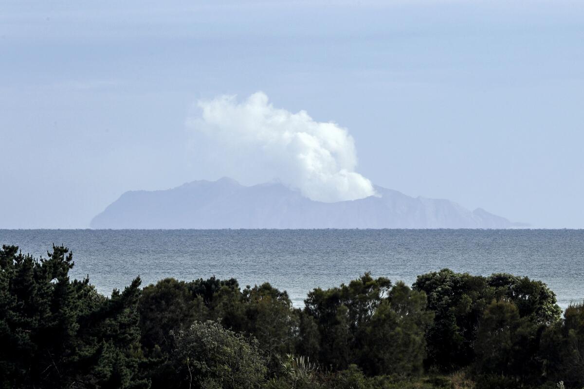 Steam rising above New Zealand's White Island following Dec. 9, 2019, volcanic eruption 