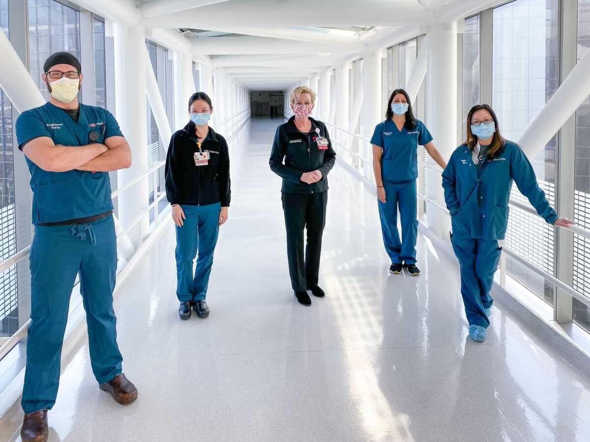 Cedars-Sinai Medical ICU staff during a Thanksgiving shift.