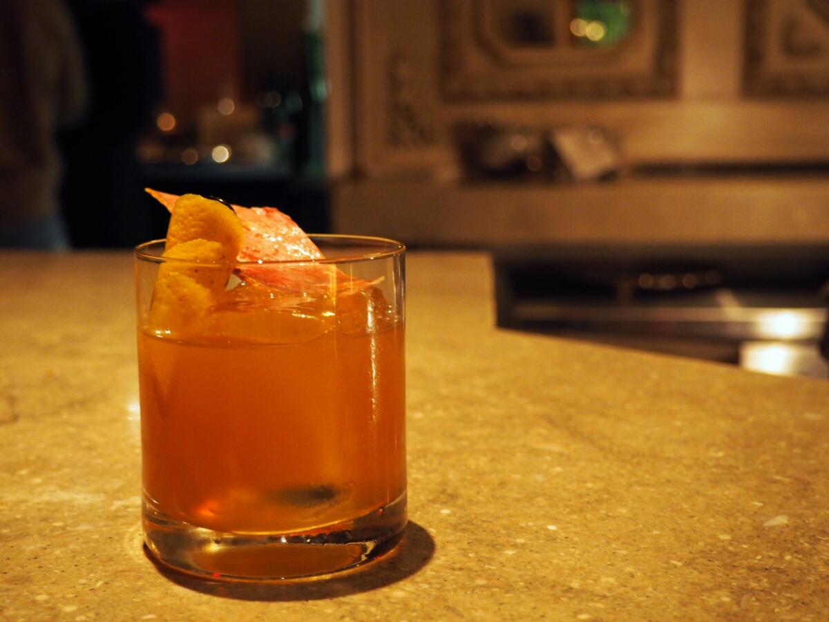 The "in fashioned" cocktail from Hatchet Hall in Culver City includes a country ham bourbon.