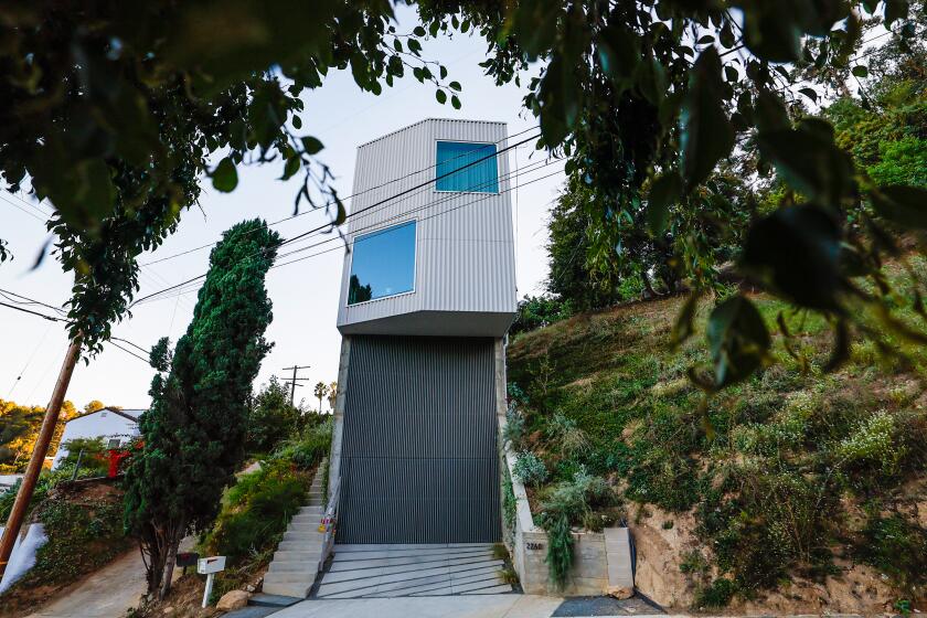 Los Angeles, CA, Wednesday, November 1, 2023 - Simon Storey of Anonymous Architects has become the go-to for impossibly constrained, vertical lots in L.A. He and his wife, Jen Holmes, built his own imaginative skinny house on an unwieldy lot. (Robert Gauthier/Los Angeles Times)