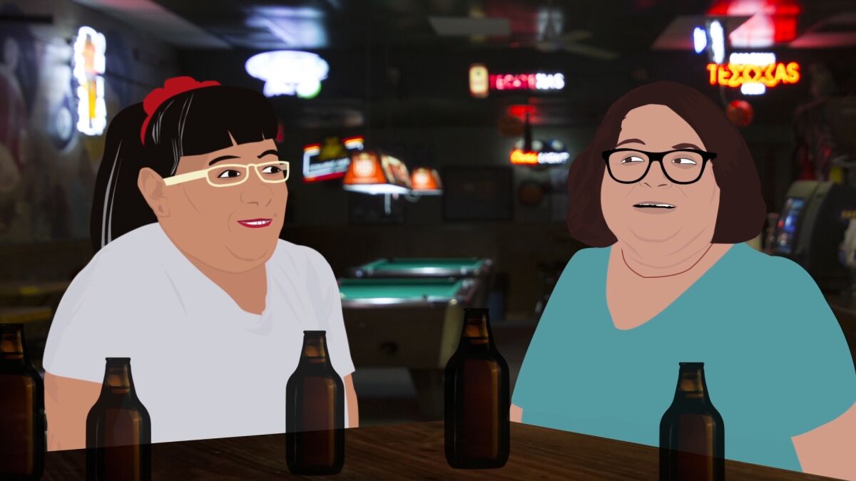 A scene from "Don't Gentrify my Bar" animation short in the "Boojalé" series by Robert Gonzales.