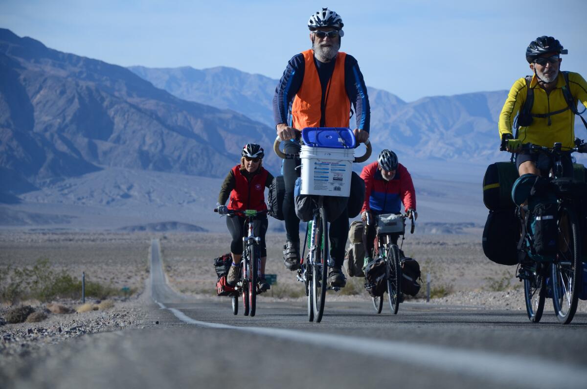 These cyclists chose December for a 2014 ride near Furnace Creek in Death Valley.