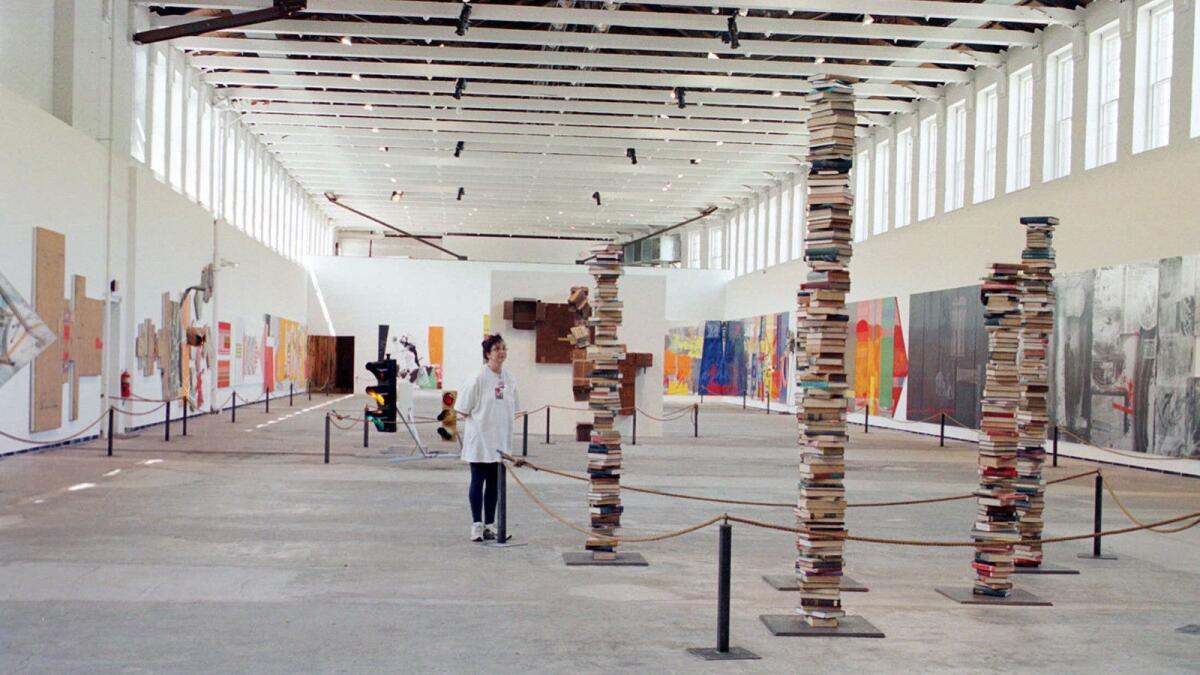 Robert Rauschenberg's "The 1/4 Mile or 2 Furlong Piece," seen here at the Massachusetts Museum of Contemporay Art in 1999, will be on display at LACMA starting Oct. 28.