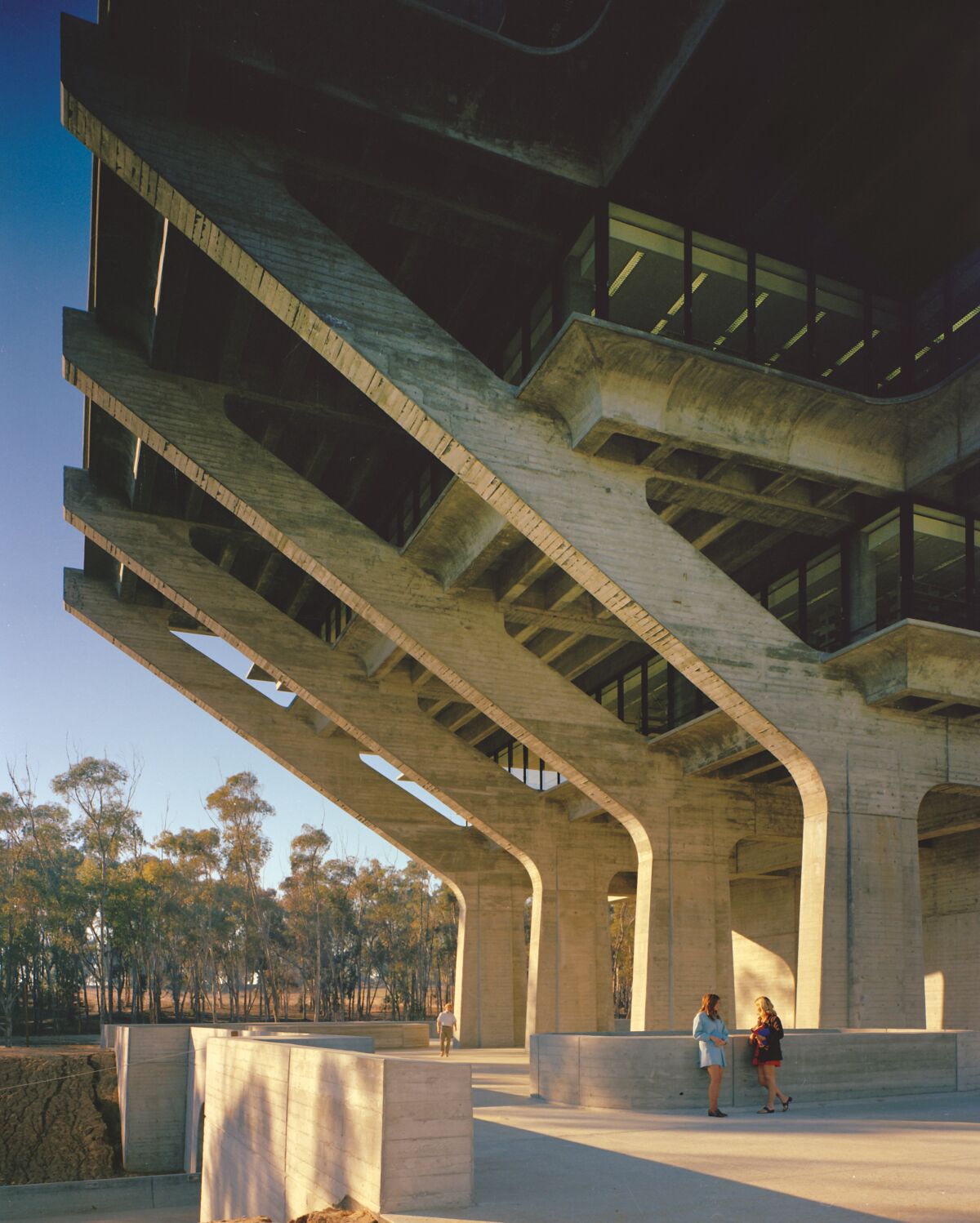 An exterior shot of the Geisel Library, University of California, San Diego.