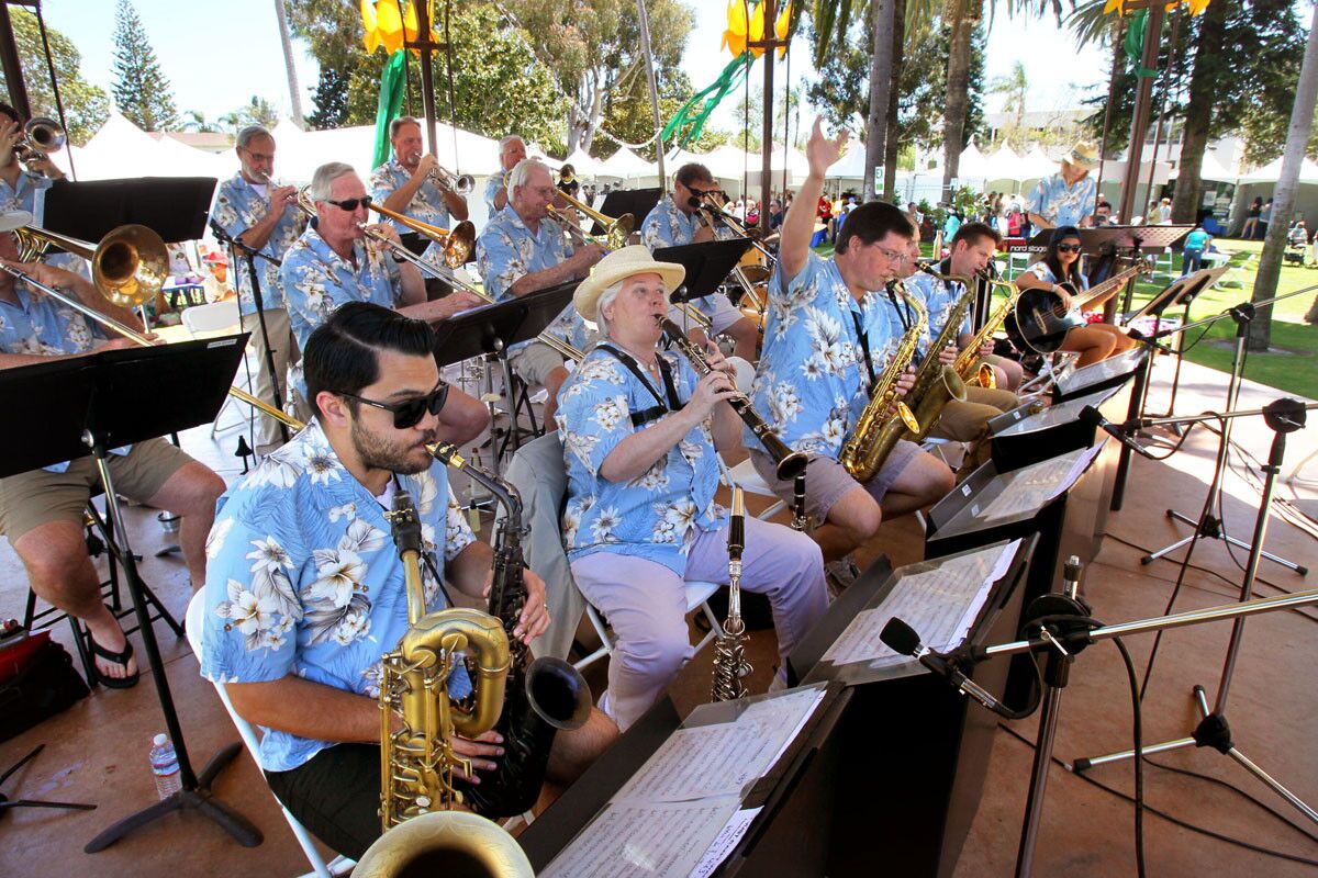 The Coronado Big Band performs on the gazebo at the Coronado Flower Show at Spreckels Park.