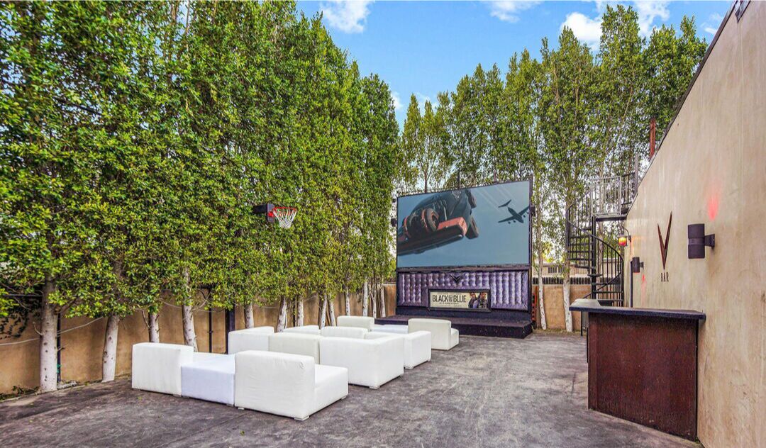 The outdoor movie theater.