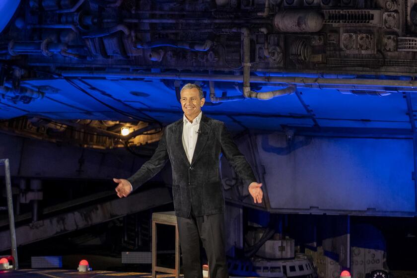 Walt Disney Co. CEO Robert Iger, seen at the official unveiling of Star Wars: Galaxyâs Edge on Wednesday, says, âI donât see how itâs practical for us to continue to shootâ in Georgia if the stateâs antiabortion law takes effect.