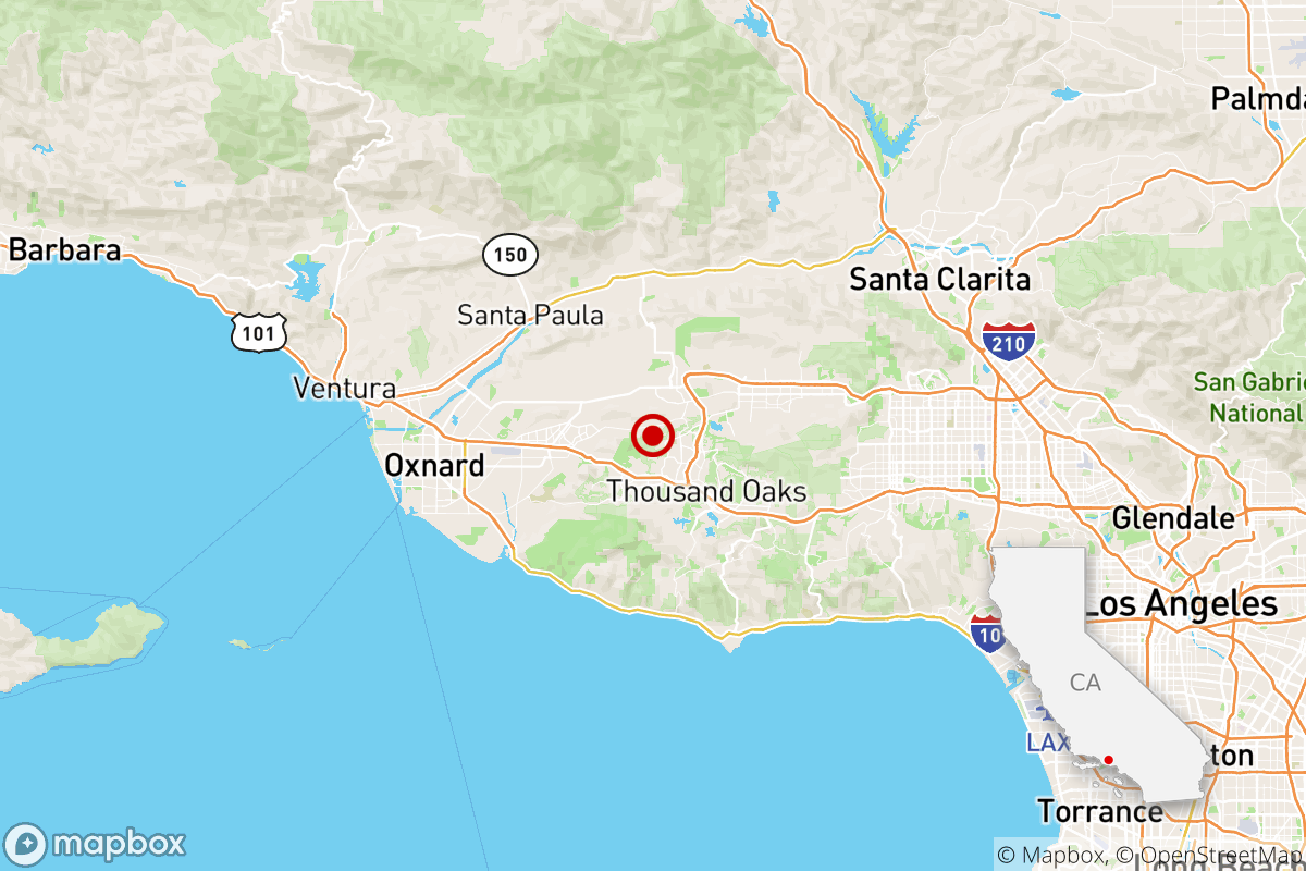 A map shows the location of an earthquake in California.