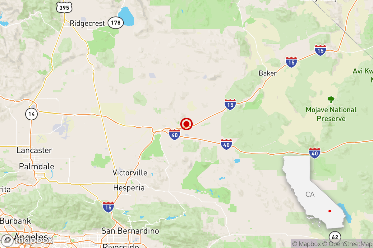 A map shows location of earthquake near Barstow