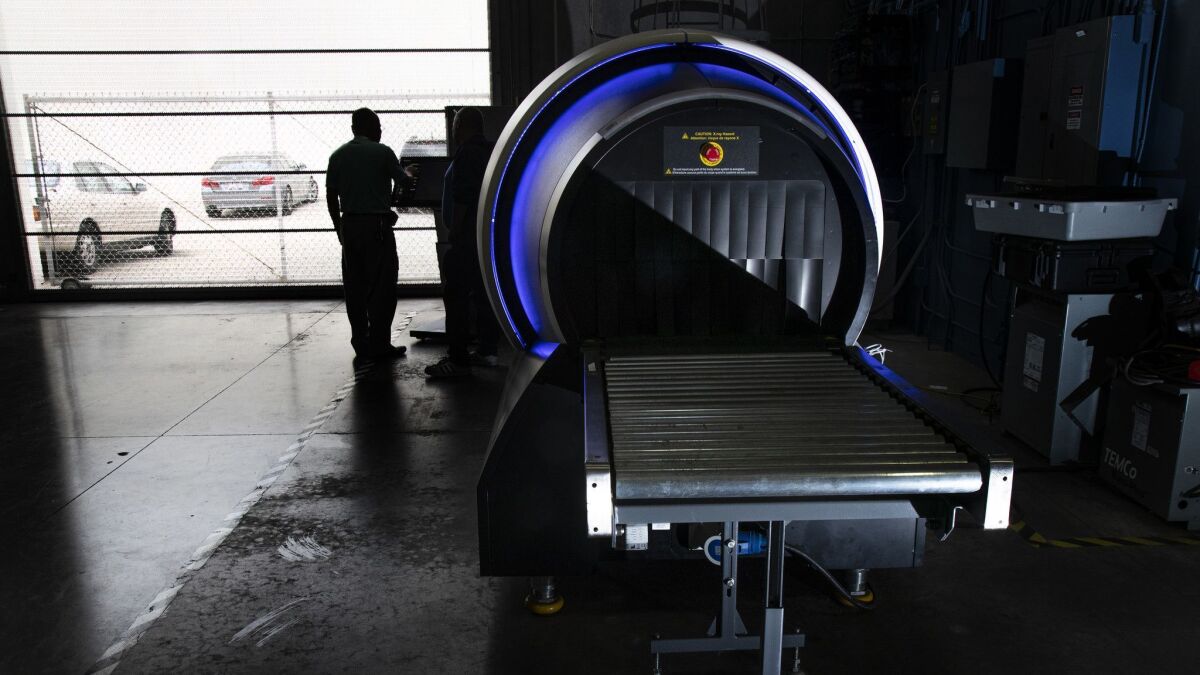 The latest 920 CT scanner by Rapiscan creates a 3-D image of contents inside luggage.