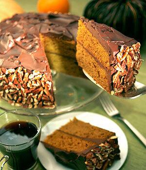 Pumpkin cake with sour cream ganache