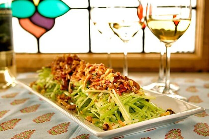 Walnuts top off this celery salad. Recipe: Celery salad with pig ear, bacon and walnuts