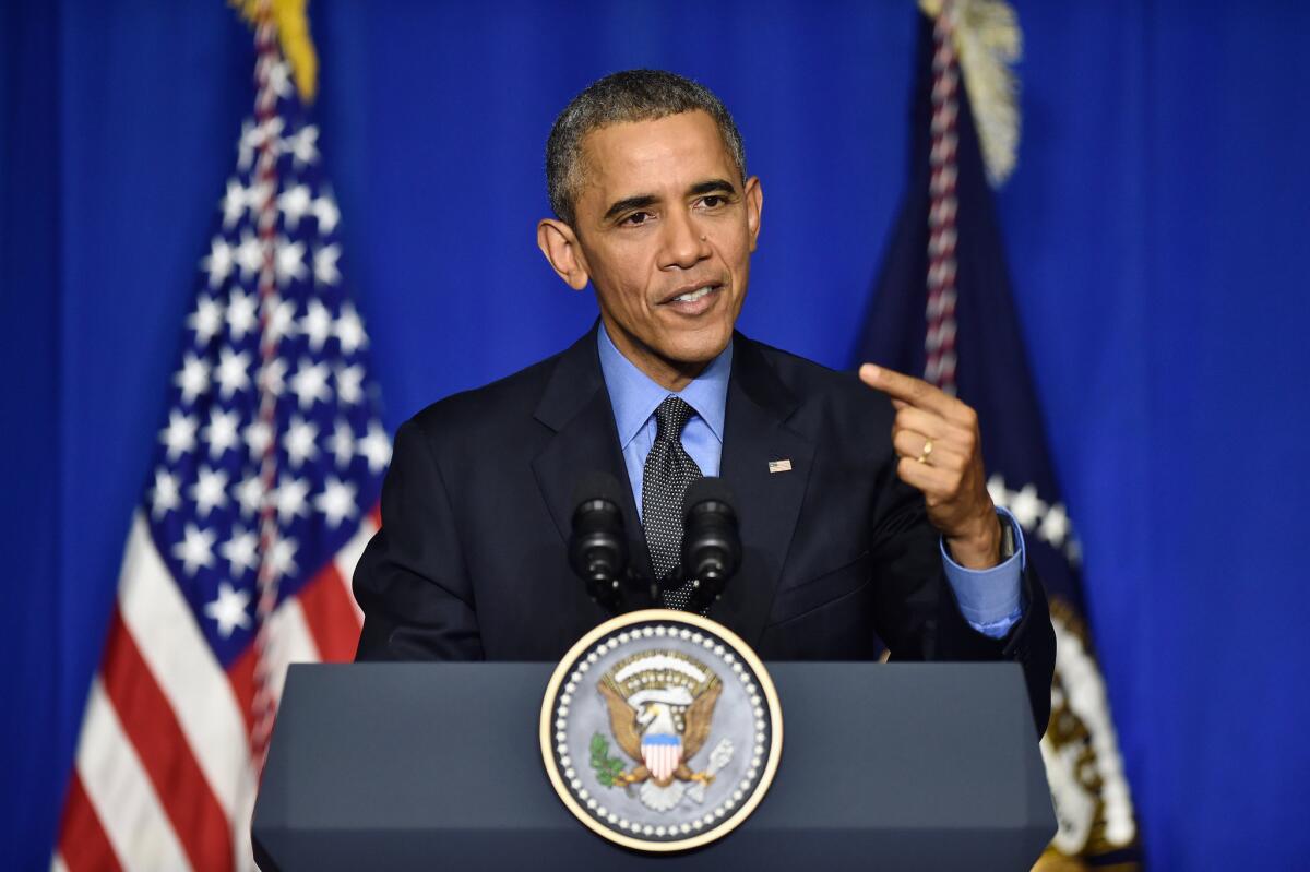 PARIS, FRANCE - DECEMBER 01: President of the United States of America, Barack Obama makes a speech during A Press Conference on December 1, 2015 in Paris, France. (Photo by Pascal Le Segretain/Getty Images) ** OUTS - ELSENT, FPG, CM - OUTS * NM, PH, VA if sourced by CT, LA or MoD **