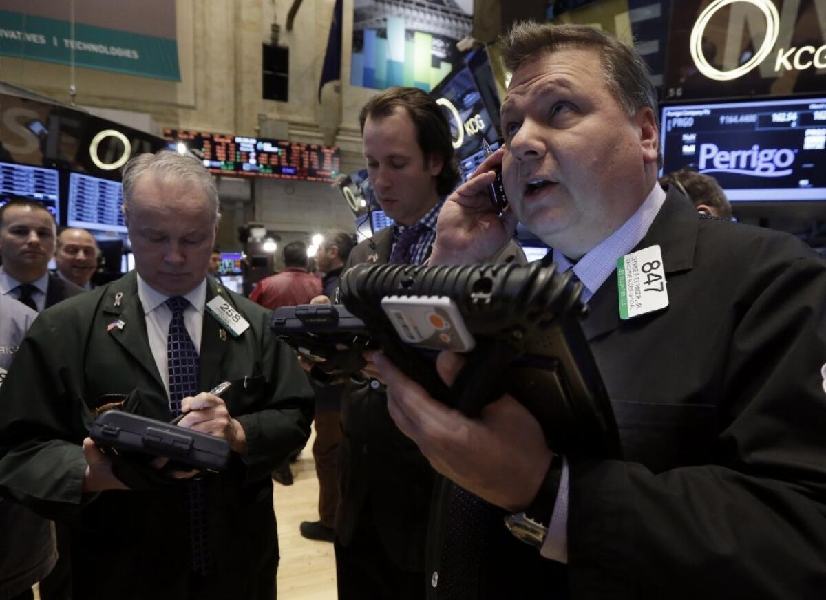 Stocks were sharply higher Tuesday amid reports of easing tension in Ukraine.