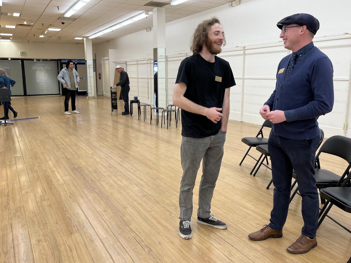 Trinity Theatre's Sean and Connor Boyd talk in their new theater space.