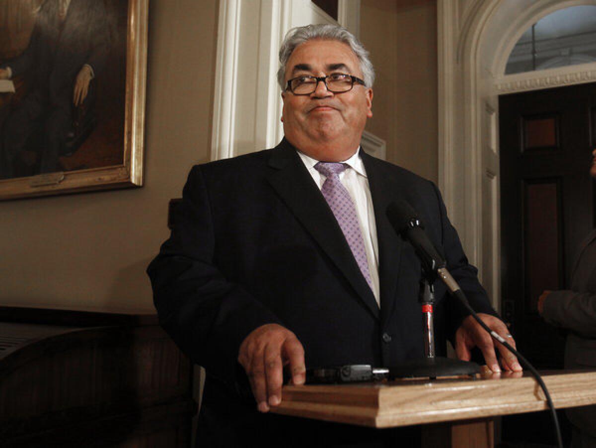 State Sen. Ron Calderon (D-Montebello) speaks at a news conference at the Capitol in Sacramento.