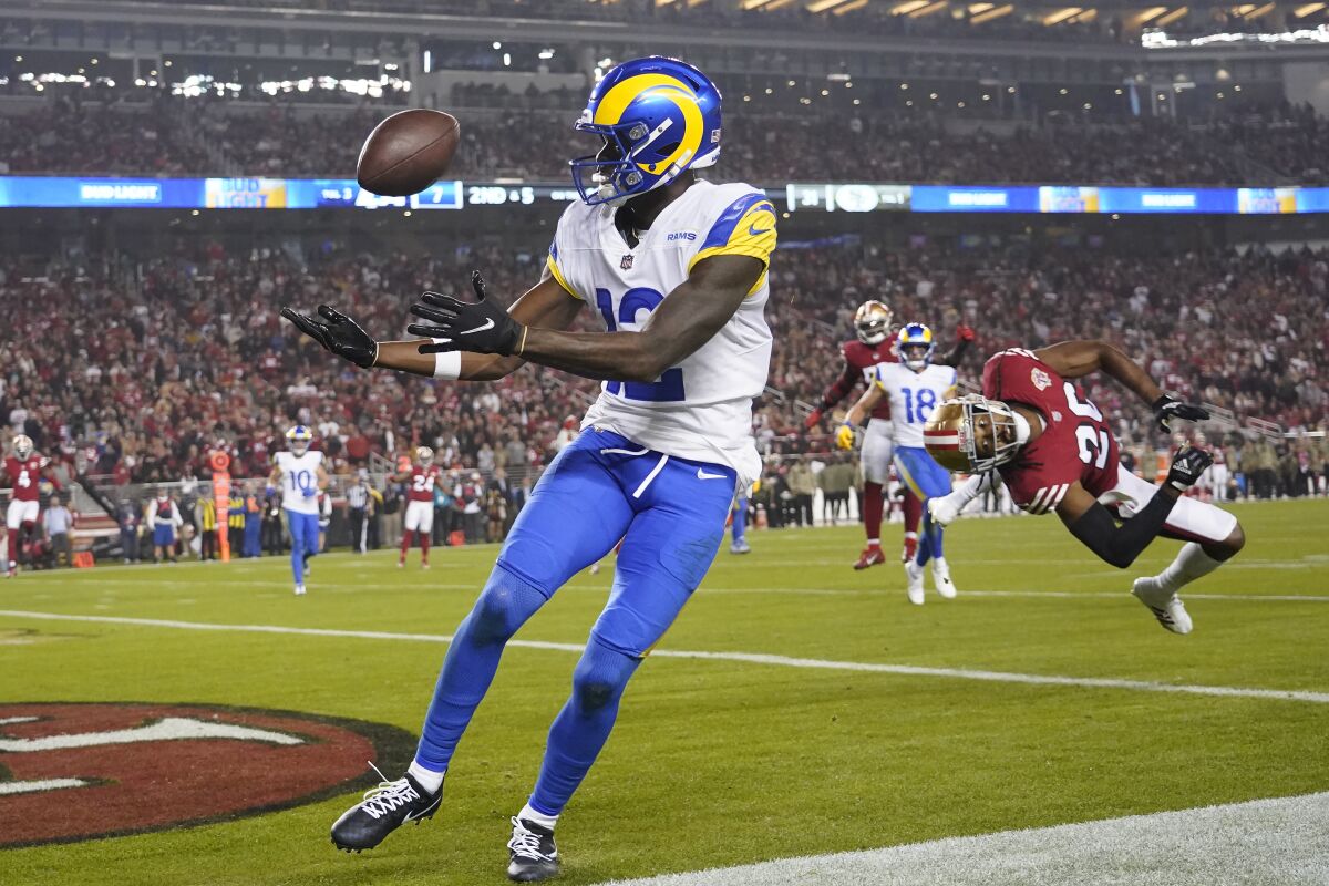 Rams wide receiver Van Jefferson drops what could have been a touchdown pass