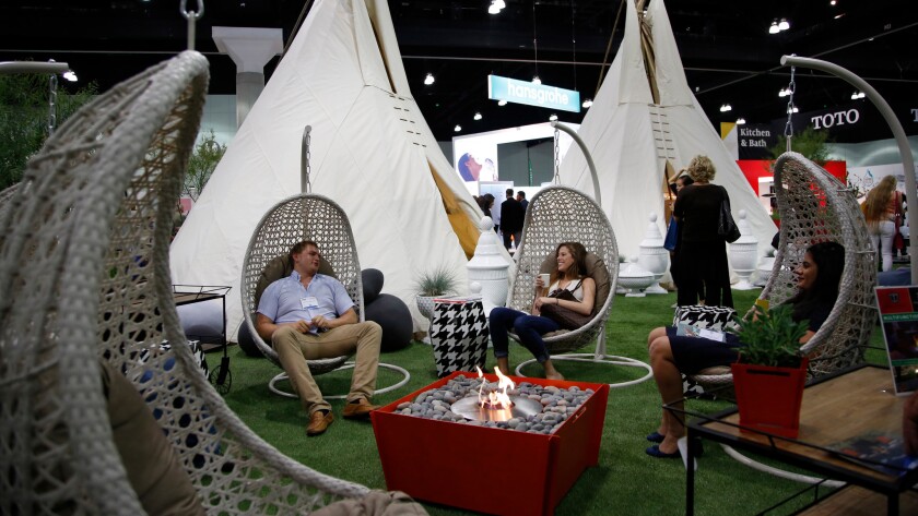 Dwell on Design attendees take a break in the outdoor living area at last year's event. More than 30,000 people attended the modern design show last year at the Los Angeles Convention Center.