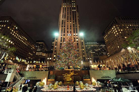A view of Rockefeller Center decorated for the 2010 holiday season.