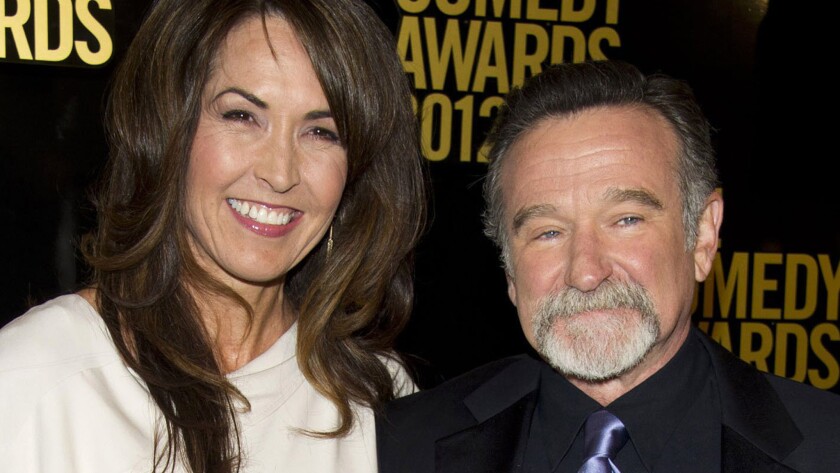 Susan Williams and actor and comedian Robin Williams pose for a shot in 2012. Susan Williams told "Good Morning America" that she was "forced" into an estate battle with her late husband's children.