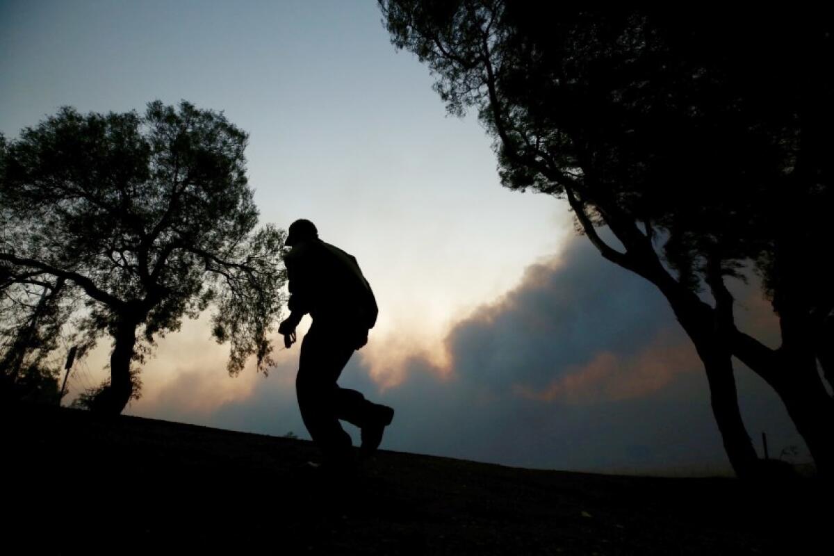 The Easy fire burns Wednesday morning in Simi Valley.