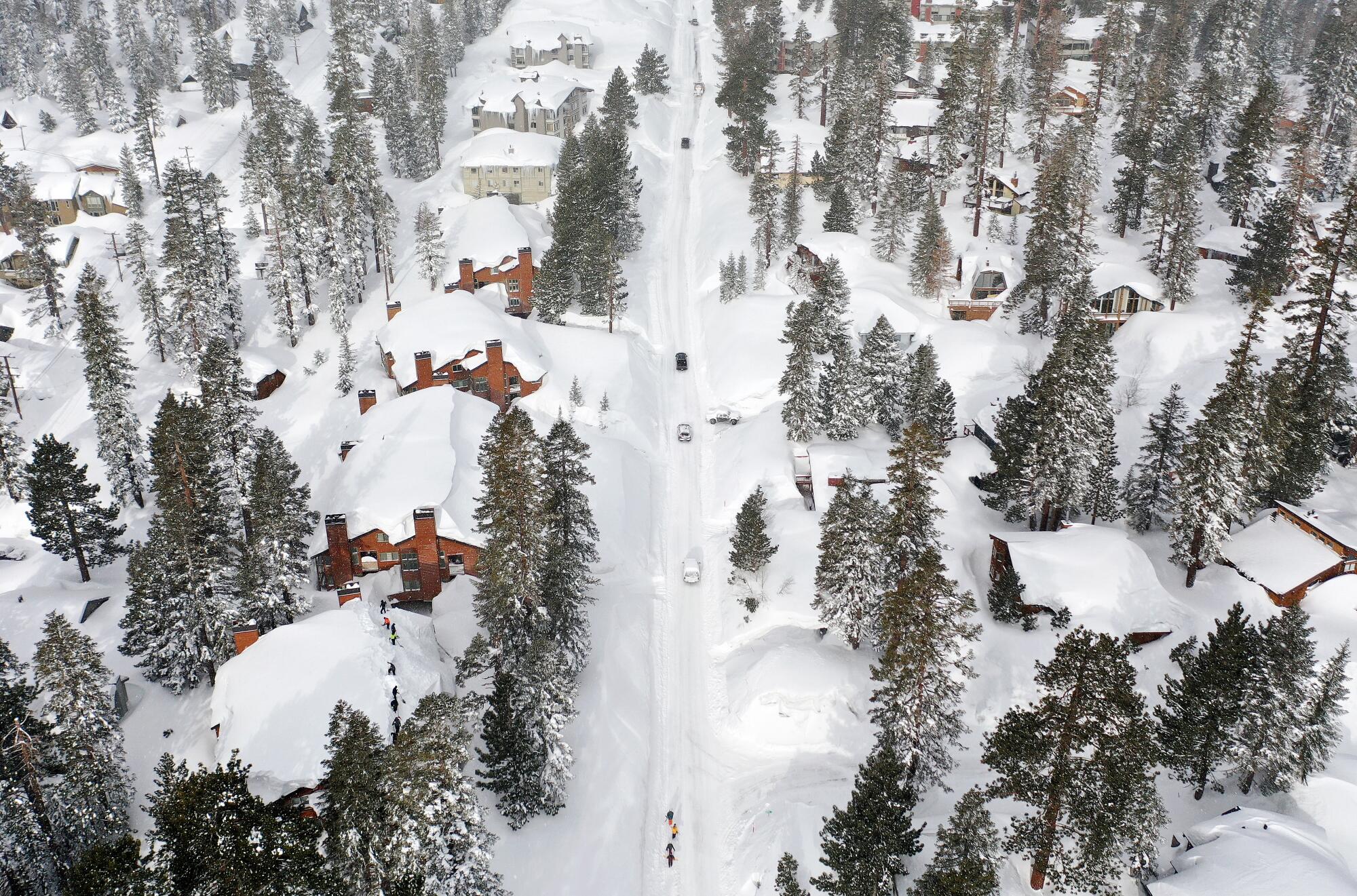 March 29 aerial view in Mammoth Lakes.