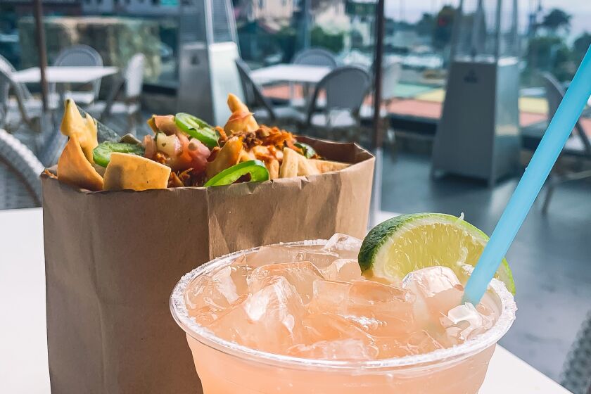Cocktails and "walking tacos" at Pacifica Breeze Cafe in Del Mar.