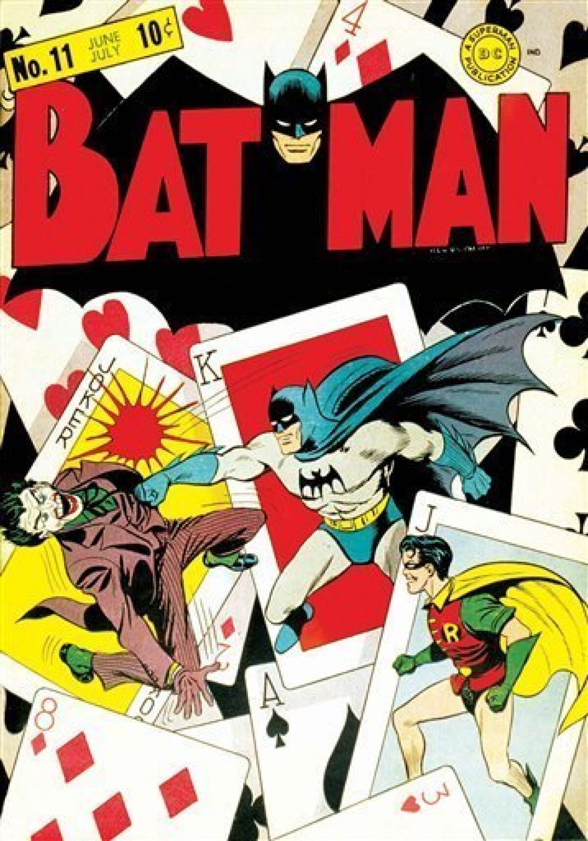 In this undated photo provided by DC Comics, the issue 11 cover of "Batman" is shown. Jerry Robinson, the artist who helped create "The Joker" in the Batman series has died on Wednesday, Dec. 7, 2011 in New York City. He was 89. (AP Photo/DC Comics, Jerry Robinson)