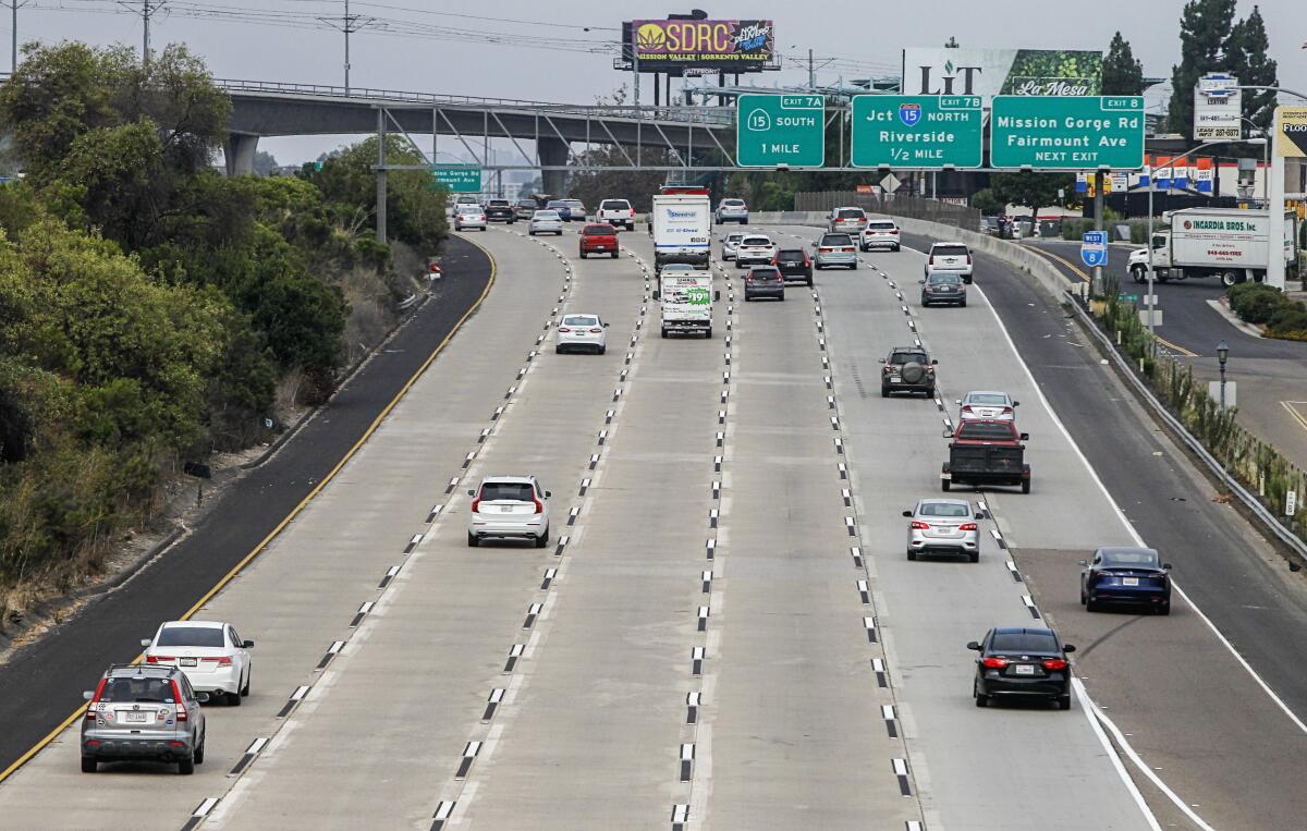 A relatively empty freeway in San Diego County