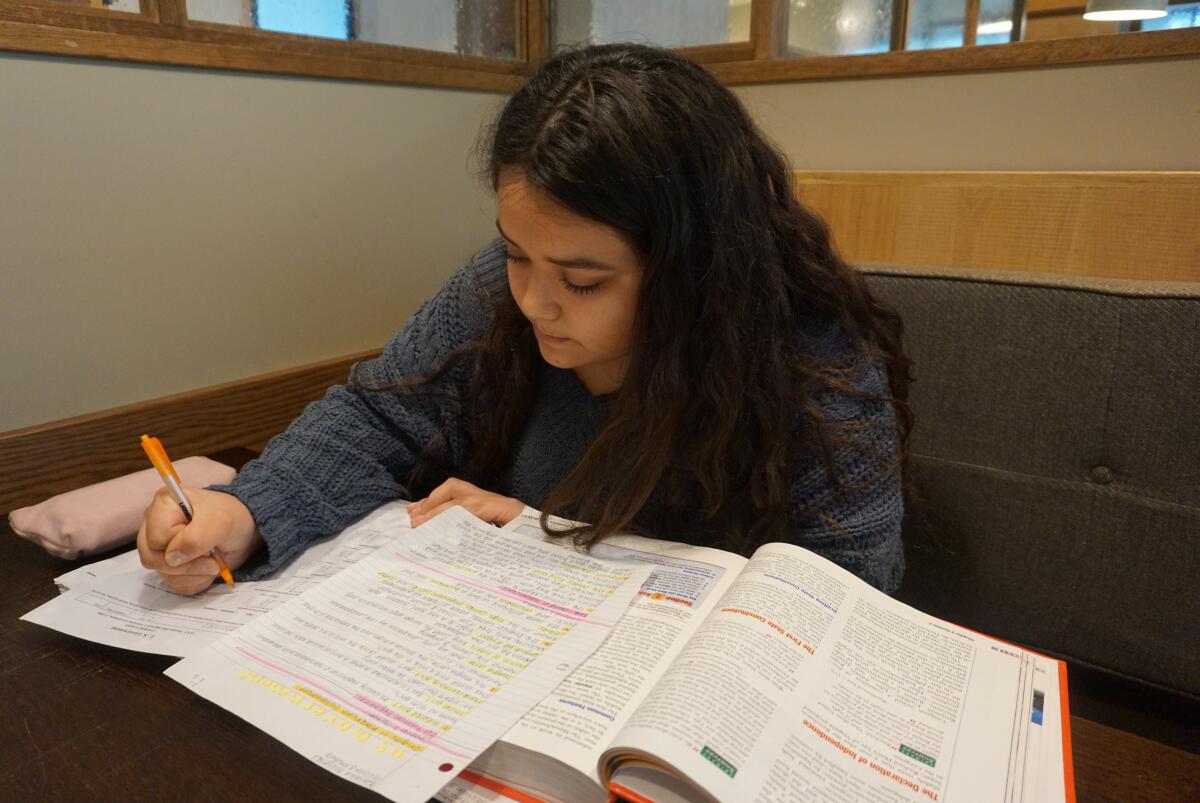 Natalia Morales, 17, has an autoimmune disease that makes it difficult to attend a full-day of classes every week. She is currently enrolled at a learning center at Olympian High School in Chula Vista.