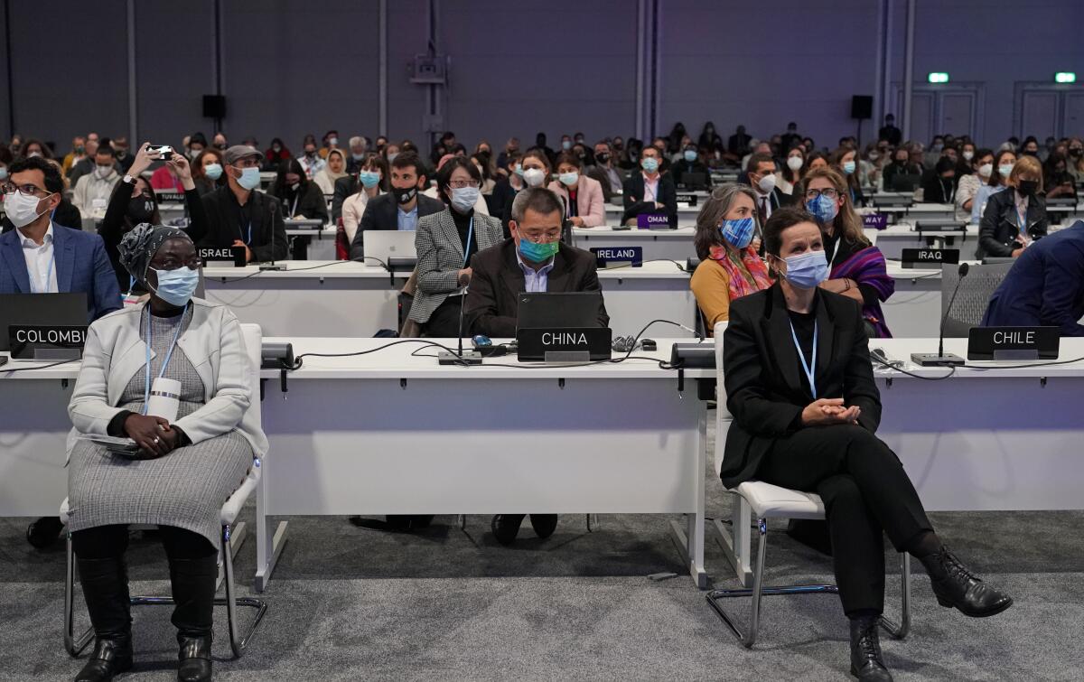 Delegates seated at the U.N. climate summit