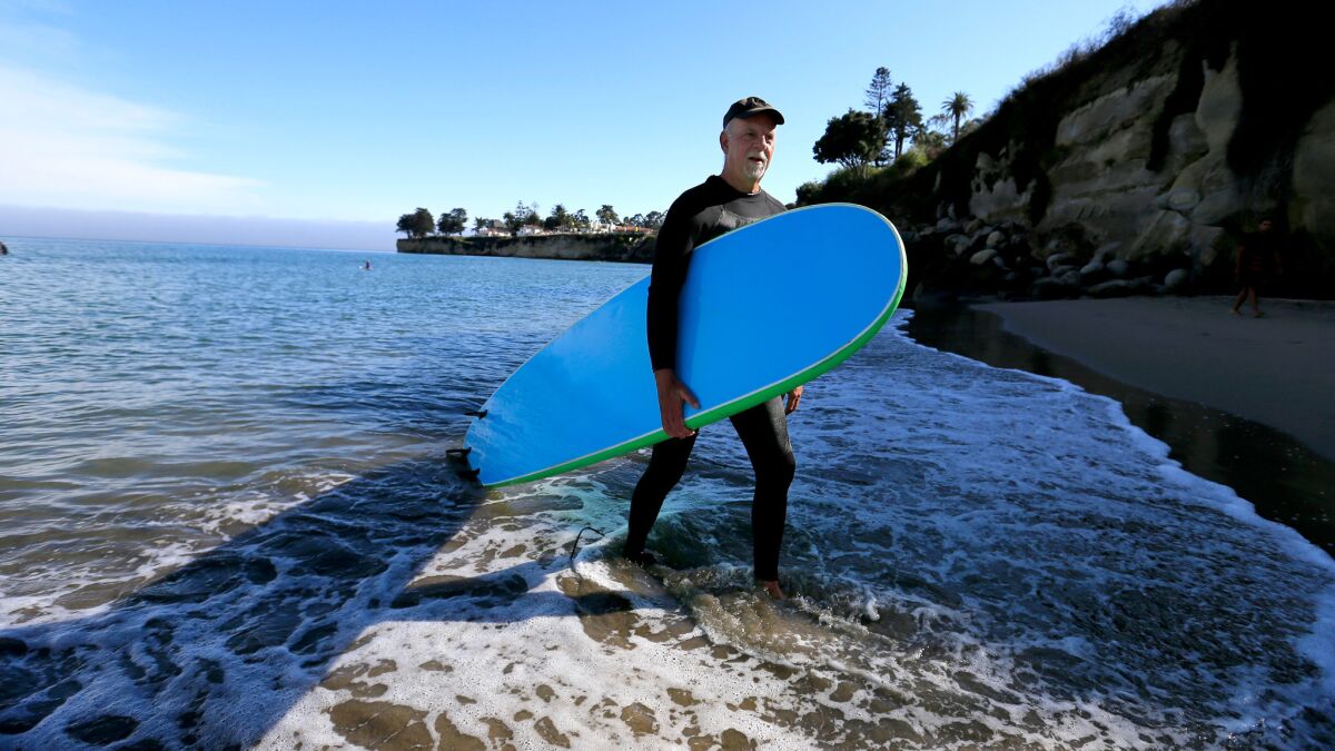 Steve Lopez finally realizes his childhood dream to surf in Santa Cruz.