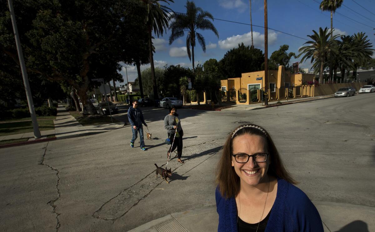 Susie Powell at the Hollywood intersection where she help saved the life of a man suffering a heart attack on March 17.