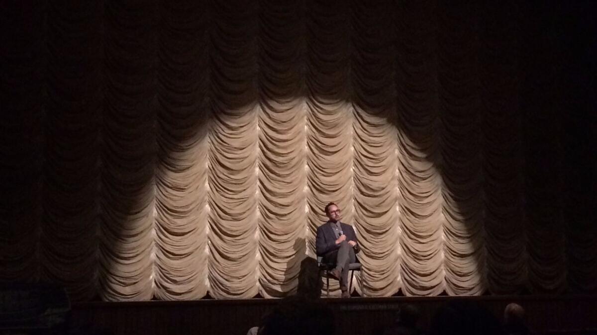 Edgar Arceneaux takes questions from the audience after a screening of "Until, Until, Until..." at the Bing Theater at LACMA.