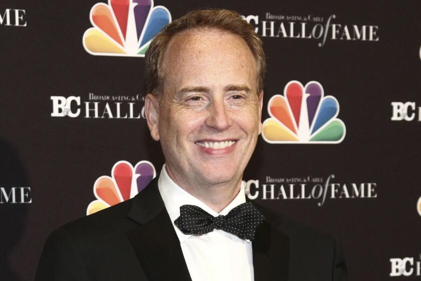 FILE - In this Oct. 16, 2017 file photo, Robert Greenblatt poses in the press room at the Broadcasting & Cable Hall of Fame Awards 27th Anniversary Gala in New York. NBC said Monday, Sept. 24, 2018, that Greenblatt is leaving as NBC entertainment chairman after nearly eight years. Greenblatt engineered a comeback at the network behind successes like "This is Us" and "The Voice," and spearheaded the idea of bringing live musicals to prime-time television. (Photo by Andy Kropa/Invision/AP, File)