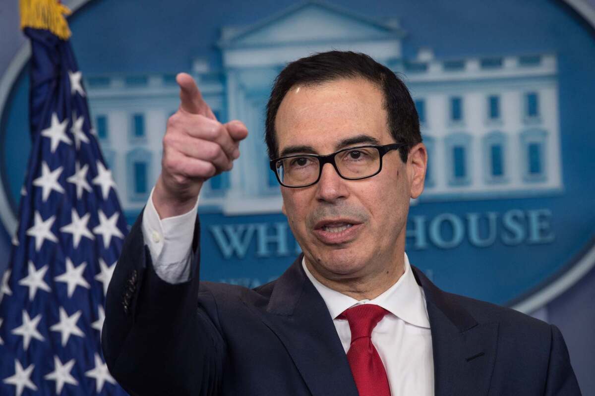 Treasury Secretary Steven T. Mnuchin during a news briefing at the White House on June 29, 2017.