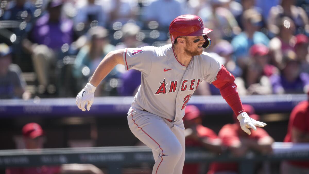 Angels second baseman Brandon Drury in the ninth inning of a game against the Colorado Rockies.