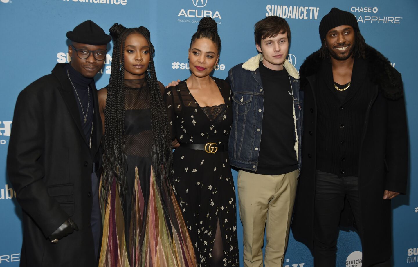 Rashid Johnson, right, director of "Native Son," poses with cast members, from left, Ashton Sanders, KiKi Layne, Sanaa Lathan and Nick Robinson at the premiere of the film Jan. 25 at the 2019 Sundance Film Festival in Park City, Utah.