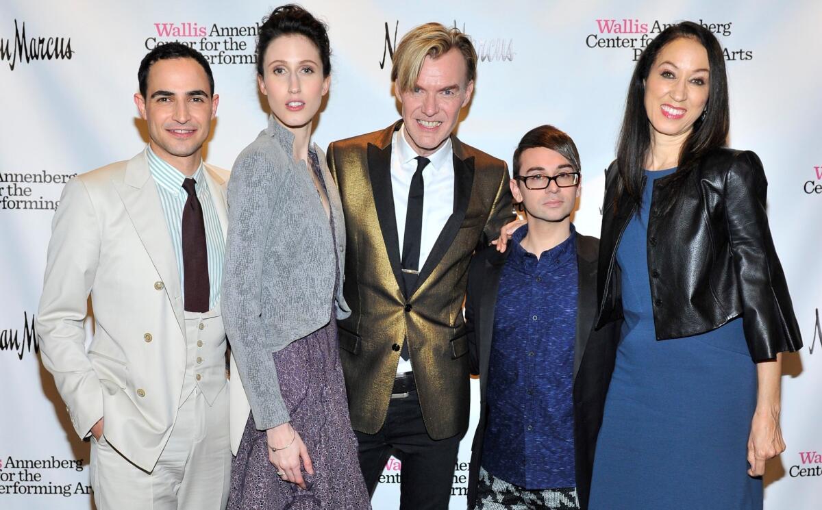 From left, Zac Posen, Anna Cleveland, Ken Downing, Christian Siriano and Pat Cleveland at the Wallis Annenberg Center for the Performing Arts on Monday.