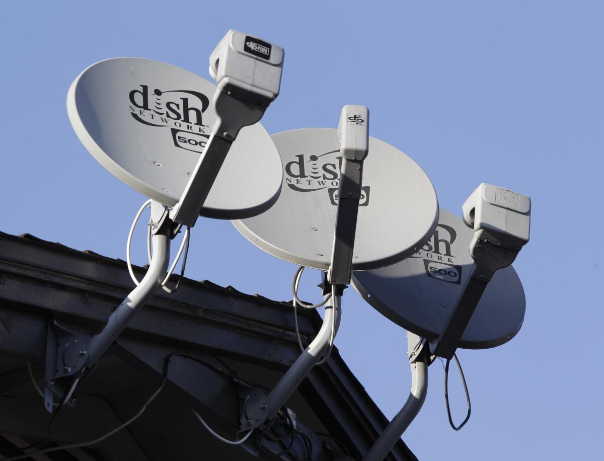 Dish Network satellite dishes at an apartment complex in Palo Alto.