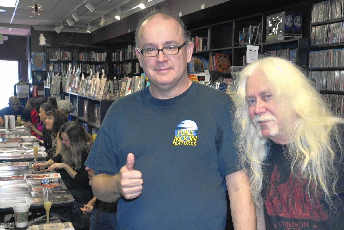 Filmmaker David DeCoteau, left, who staged his Third Annual Day of the Scream Queens on Sunday with Dark Delicacies owner Del Howison. (Photo by David Laurell)