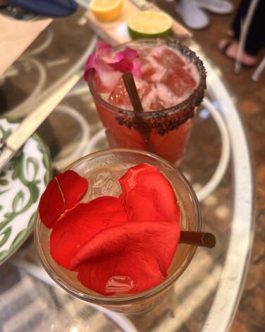 Pink margarita and prickly pear margarita from the Hideaway in Beverly Hills