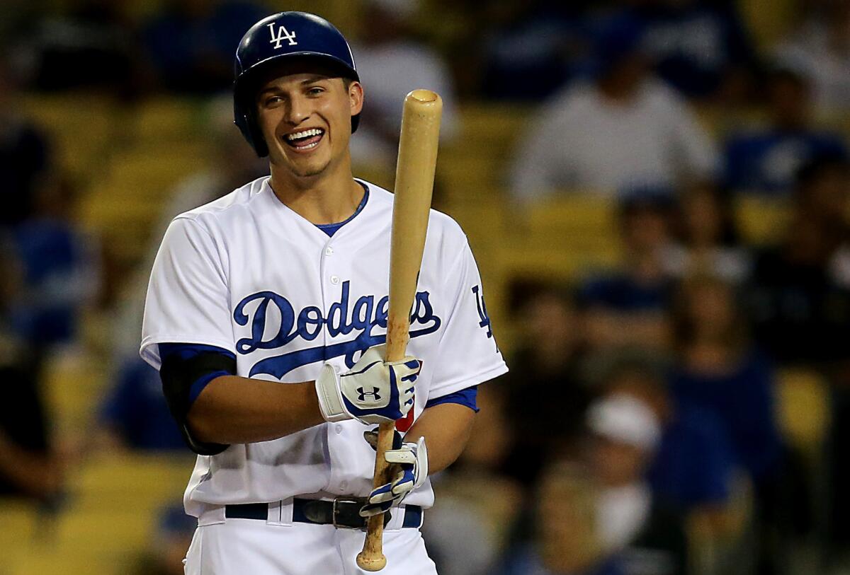 Dodgers shortstop Corey Seager prepares to go to bat during a game against the Rockies on Sept. 15.