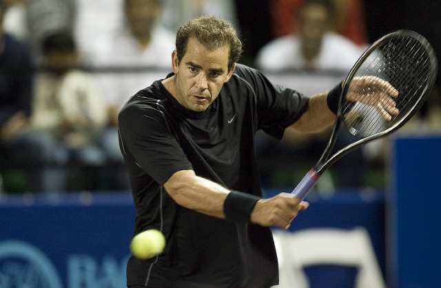 Pete Sampras, winner of 14 Grand Slam singles titles, including seven at Wimbledon, competed as the Newport Beach Breakers marquee player Saturday night.