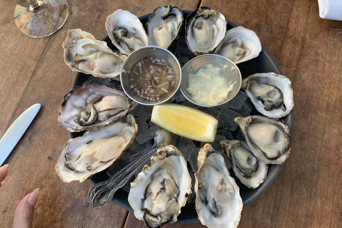 Head to Venice's Dudley Market for spectacular oysters with an ocean view and a killer bottle of wine.